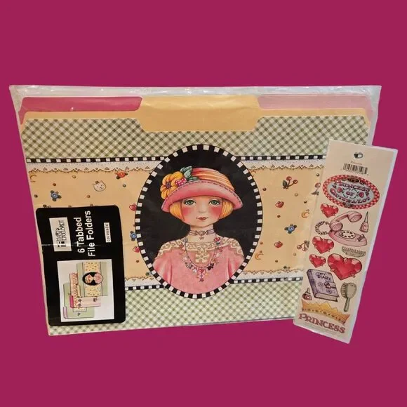 2004 Mary Engelbreit Charmed Life Y2K File Folders Vintage ME Princess Stickers