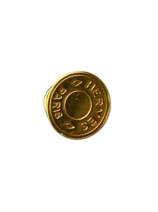 Hermès Serie Cufflink Button Gold Plated Round Logo