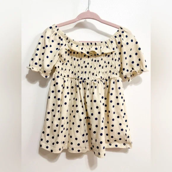 GAP Cream and Navy Polka Dot Kids Casual Dress