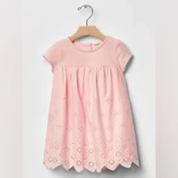 Gap 5T Toddler Girl Girl Pink Eyelet Dress EUC Bin 6kj