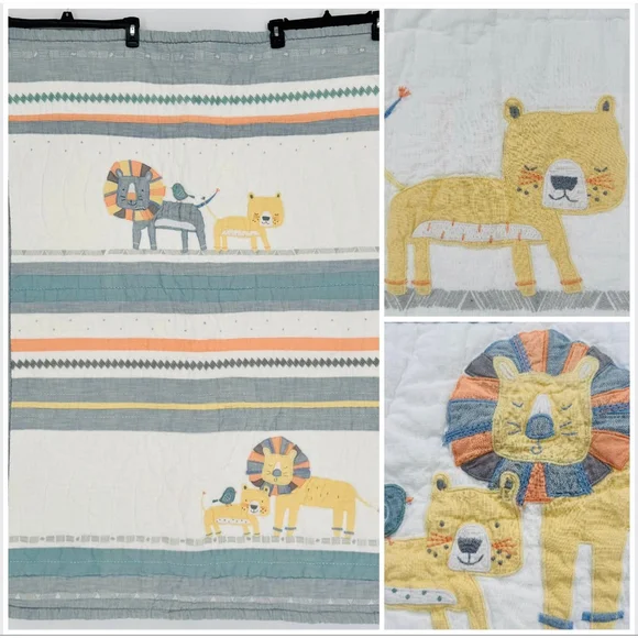 Pottery Barn Kids Little Lion Safari Quilt Crib Size