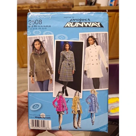 Simplicity Project Runway Coat‎ Jacket Pattern 2508 Size 14 to 22 Uncut Misses