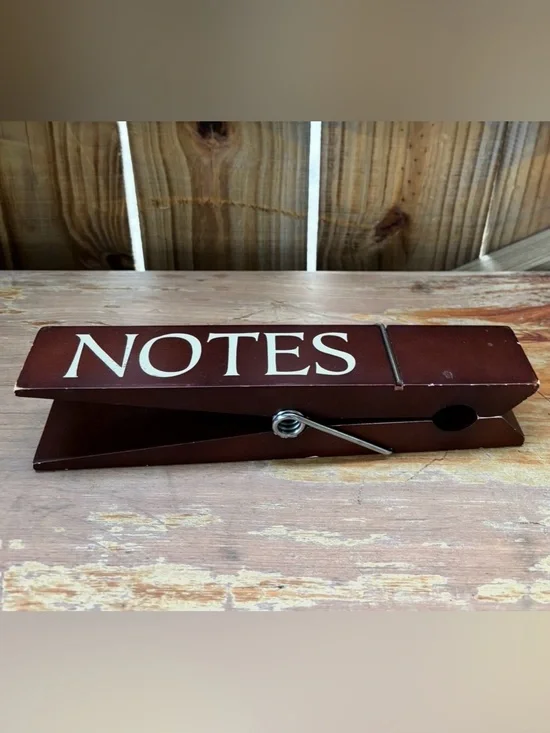Jumbo Wood “Notes” Clothespin Style Desk Paper Clip Size 10”L
