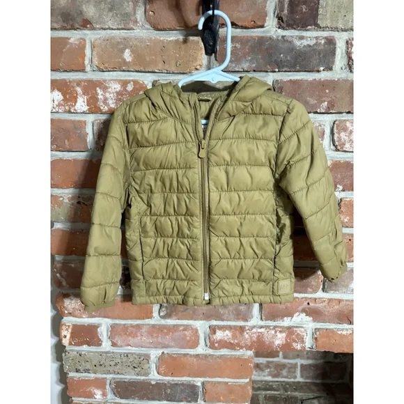 Baby Gap Hooded Puffer Jacket Beige Tan Two Years Preowned Good Condition