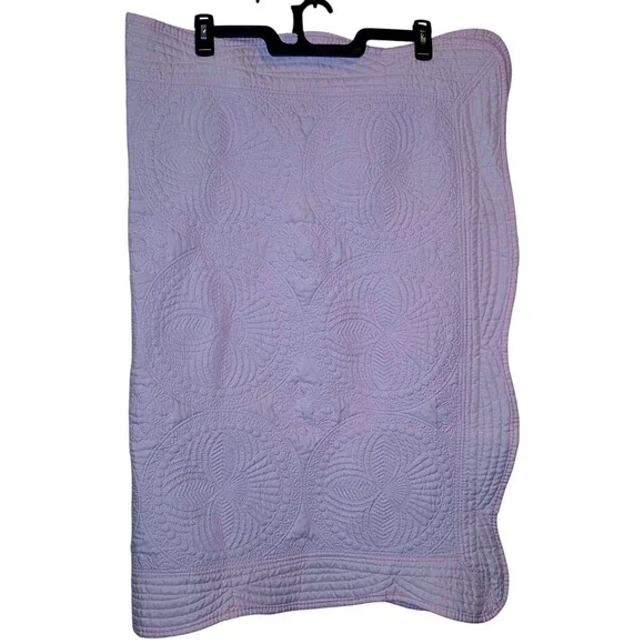 Vintage Pink Quilted Floral Kaleidoscope Reversible Baby Comforter 44