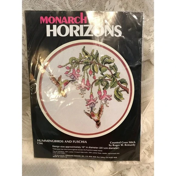 Vintage 1988 Hummingbirds Cross Stitch Kit: Monarch Horizons CS66