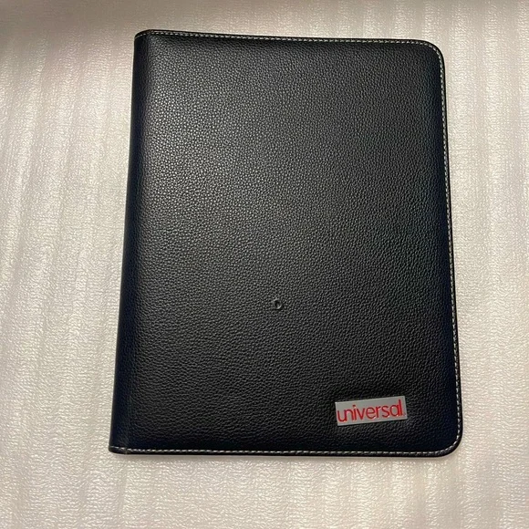 Universal Leather-Look Pad Folio – Black | Slim Business Organizer