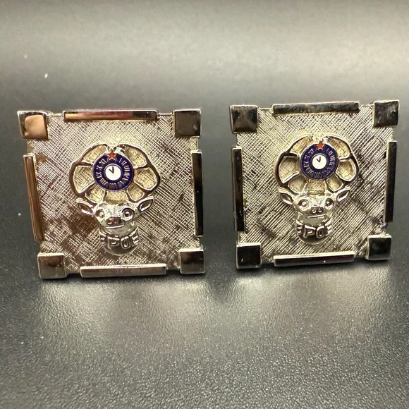 Rare Find - Elks Lodge Benevolent Protective Elk Cuff Links Silver Tone