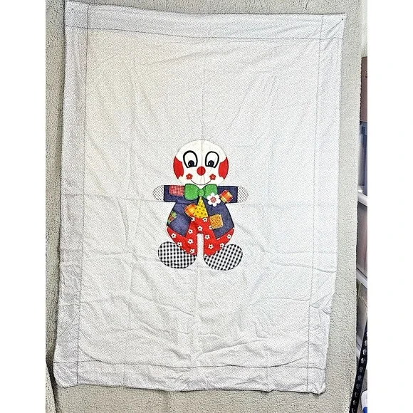 Springs Mills Vtg 1975 Cut & Sew Fabric Panel Circus Clown Blanket Quilt 57 x 42