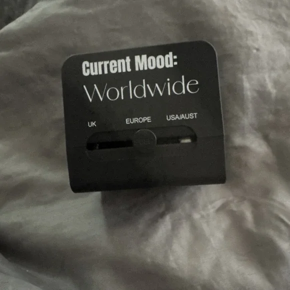 Current Mood: Worldwide Travel Power Plug Adapter With Case EUC Europe/UK/US-AUS