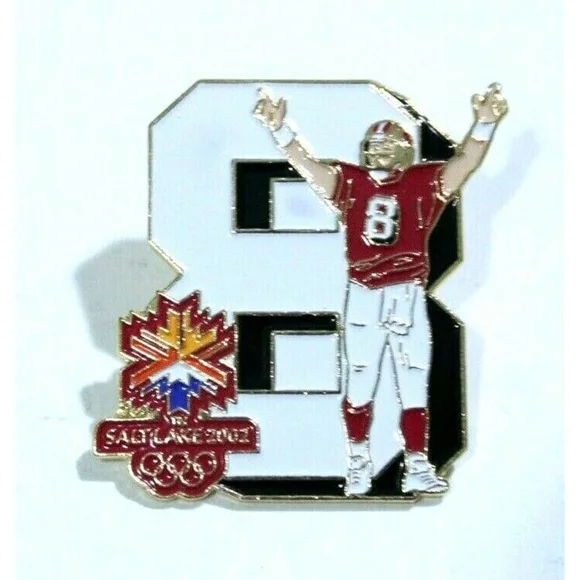 2002 Salt Lake Utah Olympic NFL Football Number 8 Steve Young Lapel Hat Pin