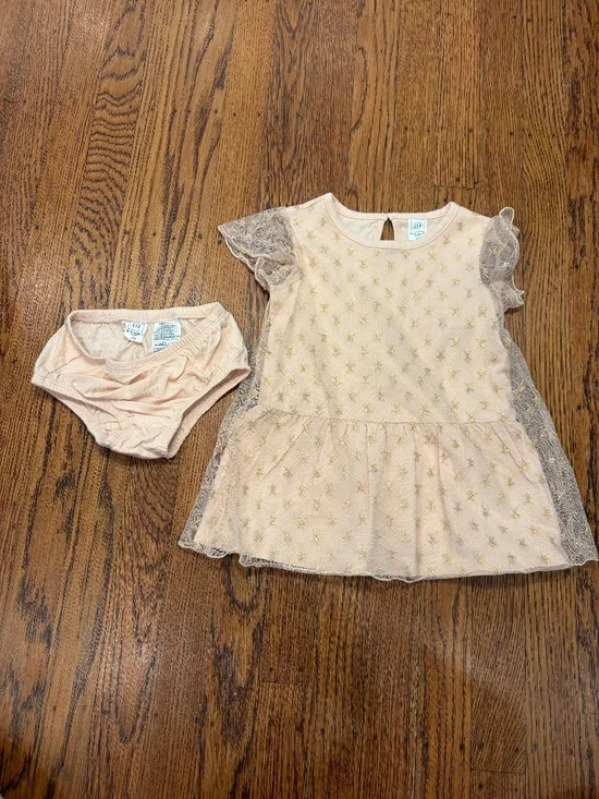 Gap Baby Pink Tulle Star Dress w Bloomers 18-24M Party Holiday