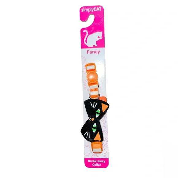 Simply Cat Break-away Coller Fancy Orange / white Stripe Bow Tie size 6-11
