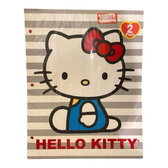 Hello Kitty By Sanrio 3 hole punched paper folders- sealed 2 pack- 2011