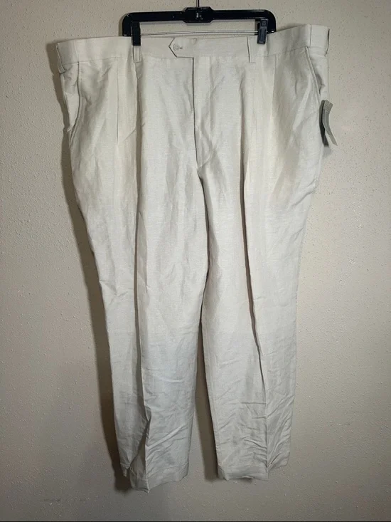 Comfort Zone by George Foreman Waist-Relaxer Linen Blend Pants Khaki size 50x32