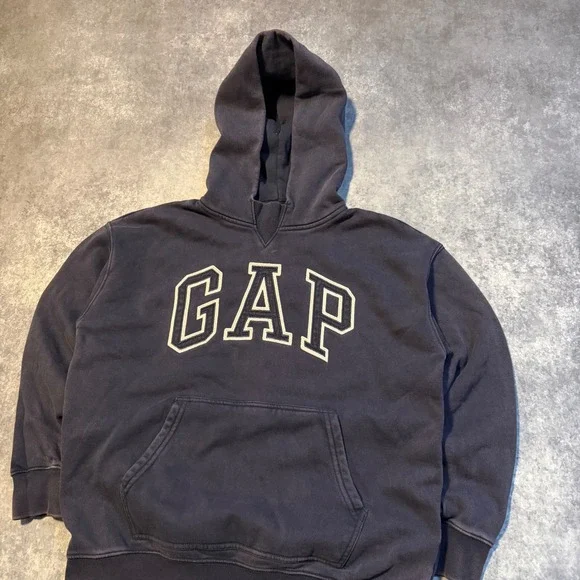 GAP Kids Hoodie Pullover Navy‎ Blue Logo Graphic Size 12