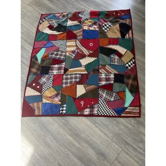 Vintage Bath And Body Works Crazy Quilt Wall Hanging Patchwork Square Throw