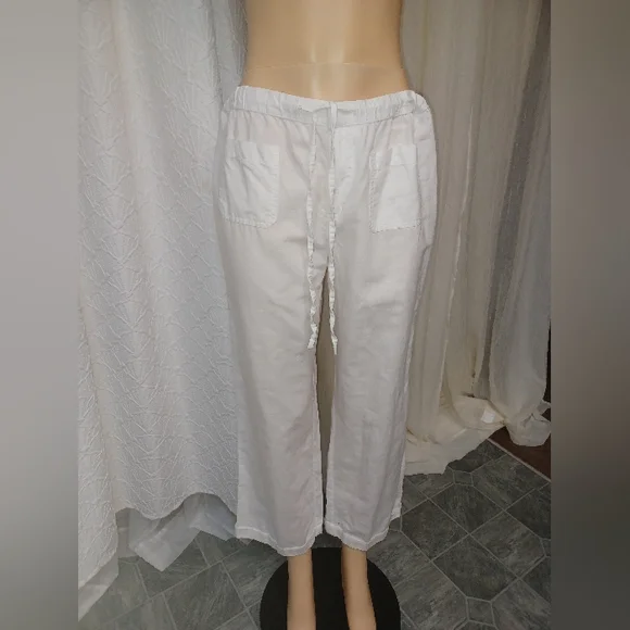 Liz Claiborne Women Size M White Sweatpants Relaxed Fit Joggers