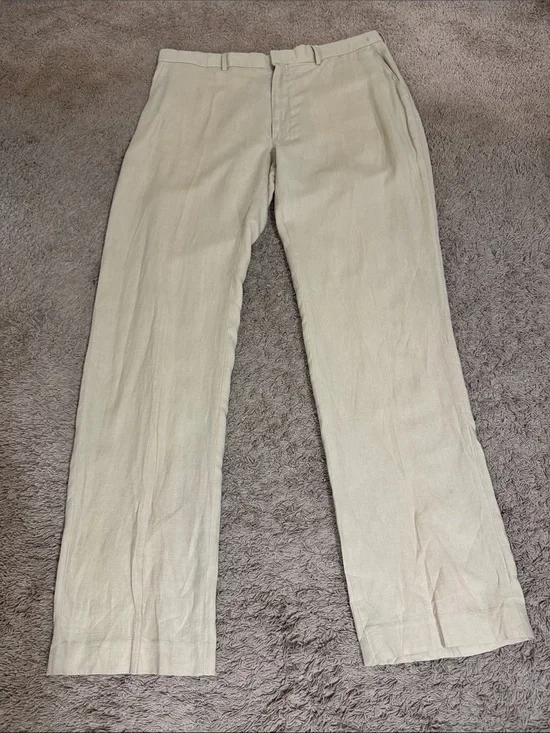 Vintage Polo Ralph Lauren Men's Linen Silk Blend Pants Beige size 40 x36 Preppy