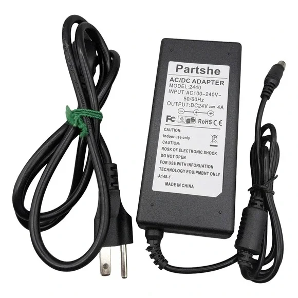 Partshe AC/DC Adapter Model 2440 24V 4A Power Supply Cord Black