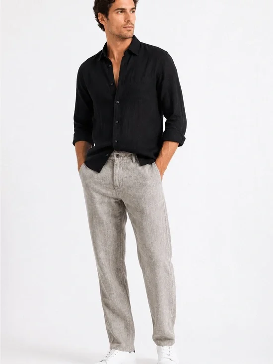 John Varvatos USA Gray Linen Classic Straight Pants Men’s 34 Coastal Luxury NWOT