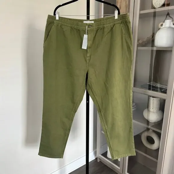 Outerknown Organic Cotton Fatigue Green Pants XXL NEW Elastic Waistband Trousers
