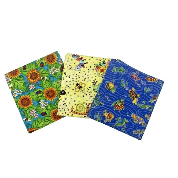 ⚜️Lot of 3 Half Yds Whimsical Nature Cotton‎ Quilt Craft Fabrics 1.5 yds Total