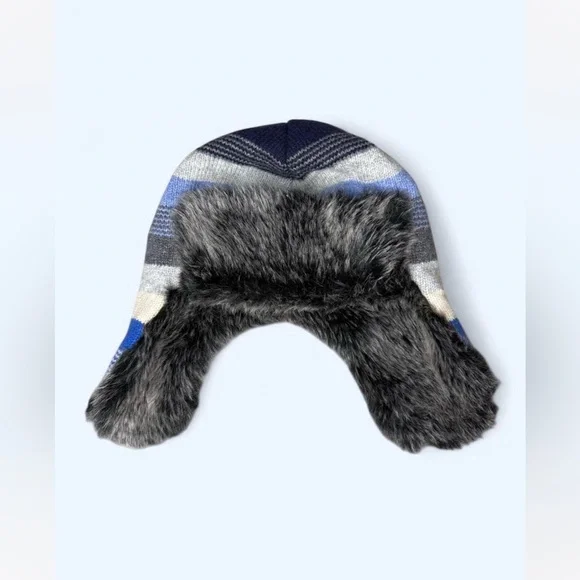Cozy Gap‎ Kids' Winter Hat with Faux Fur Lining - Blue and Gray