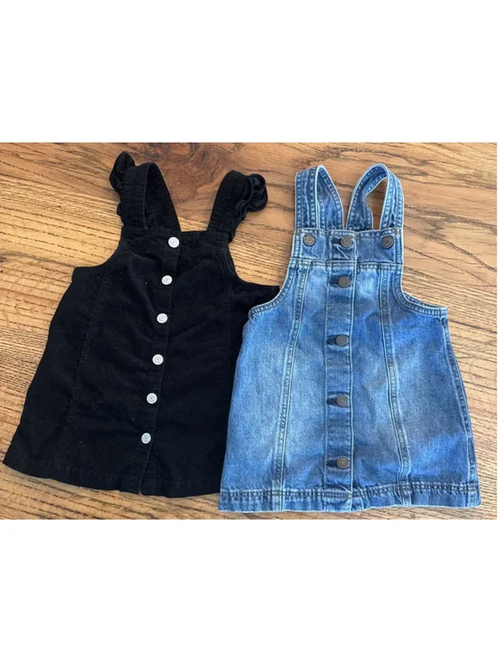 Gap Girls Overall Dresses Size 2T Lot Of 2 Black And Denim