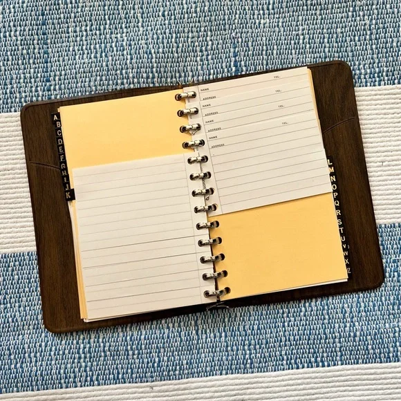 Vintage 70’s mini‎ vinyl brown address binder book Filofax planner