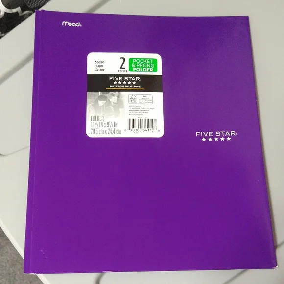 ✨10/$10✨ ~ Mead Five Star Paper Pocket & Prong Folder