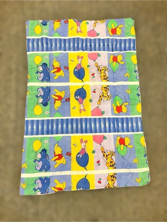 Vintage Winnie the Pooh and Friends Baby Quilt Crib Blanket 40”x26.5” Cottage