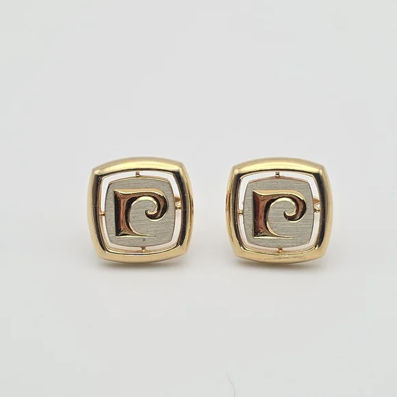 Vintage PIERRE CARDIN Logo Cufflinks Gold & Silver Tones Classy FREE‎ $HIPPING!!