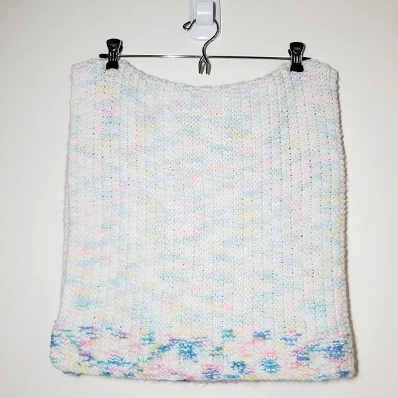 Handmade Crochet baby blanket - pastel blue‎ green yellow pink 34