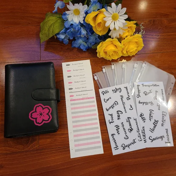 Black Budget Binder with Cherry Blossom Set