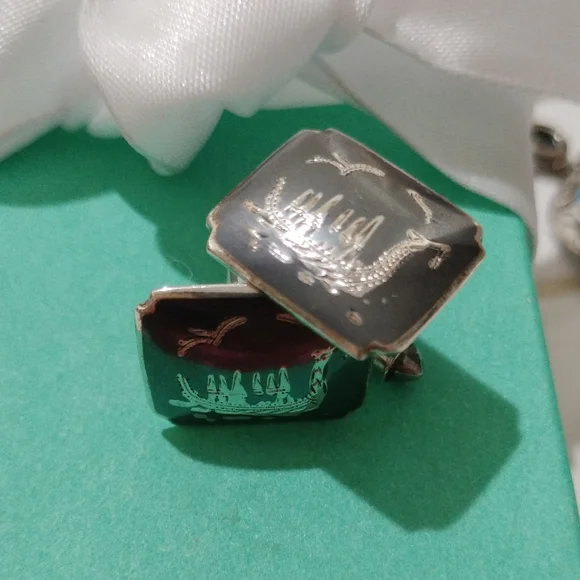 Vintage Siam Sterling Silver Dragon Boat Cufflinks Thailand Royal Barges