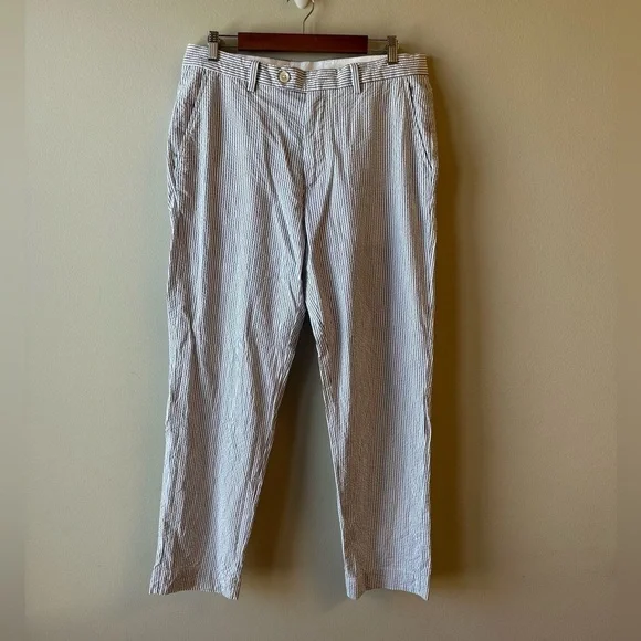 Men’s Brooks Brothers Seersucker Blue Stripped Pants Size 34/32