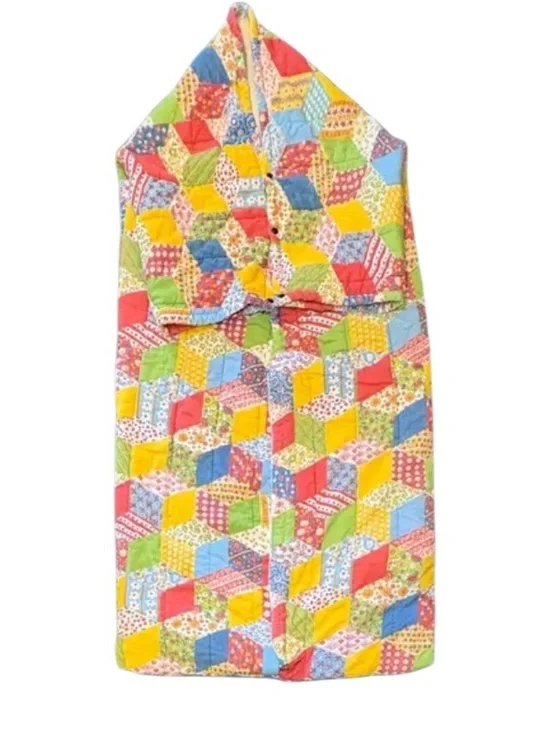 Vintage 1970s Snug Sack Sleeping Bag Quilted Blanket Patchwork Trippy