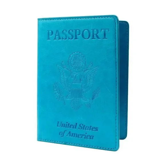 TEAL GREEN US Passport Holder Protector Cover Travel Bifold Organizer Billfold