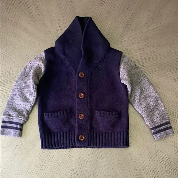 Gap Navy and Gray Button-Up Cardigan size 2