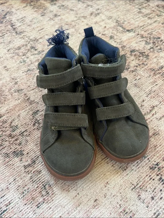 GAP Olive Green Suede Kids Hook-and-Loop Sneakers