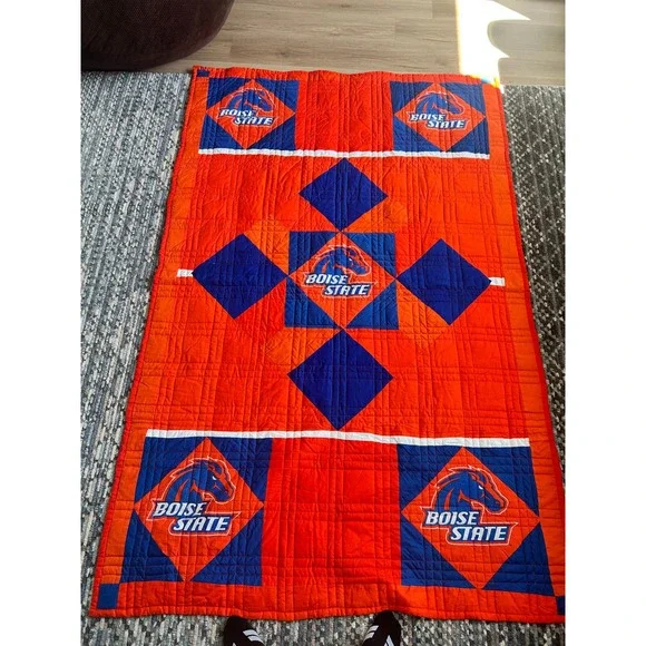 Boise State Broncos Quilt Throw Blanket Orange Blue 54x84 Logo Chair Inc NCAA