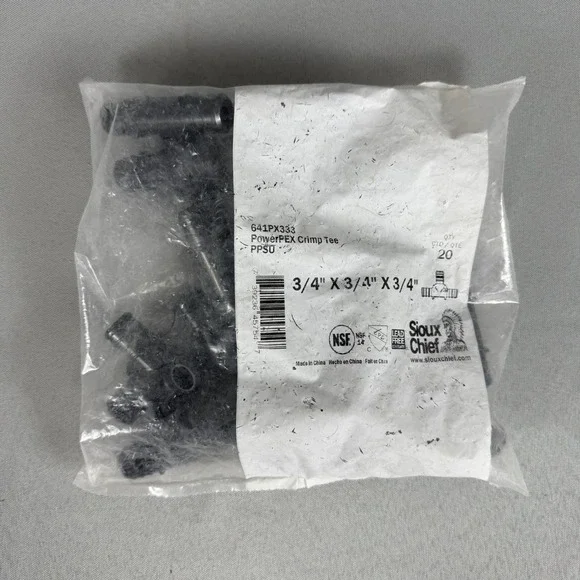 Sioux Chief 641PX333 20pcs PowerPEX 3/4 x 3/4 x 3/4 Polymer Crimp Tee