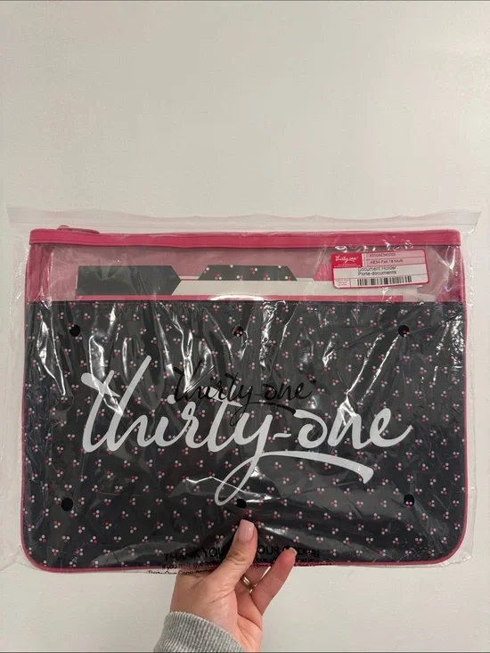 thirty-one navy with Pink Trim Floral file folder Organizer Pouch