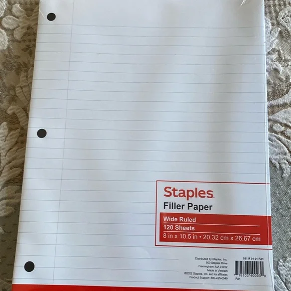 Brand New- Paper Refill sized 8” x 10.5” wide ruled