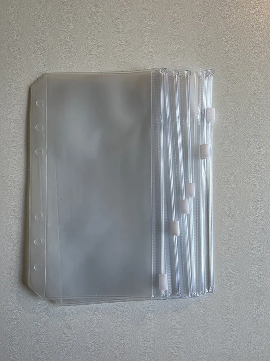 A6 Cash Envelopes Clear Plastic Zipper Organizer Pouches - Set of 6