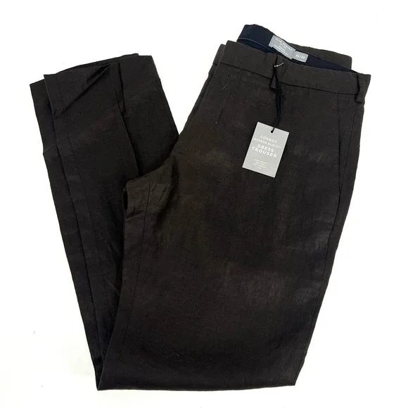 Club Monaco Connor Modern Slim Fit‎ Dress Trouser Pants Wax Coated Linen 33x32