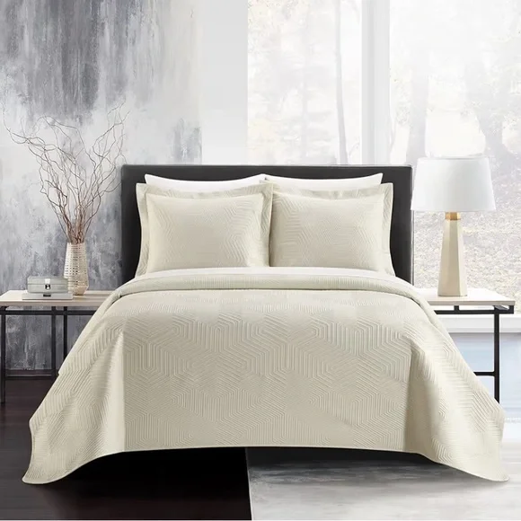🆕 New York & Company Ridge 3 Piece Quilt Set - Queen - Cream
