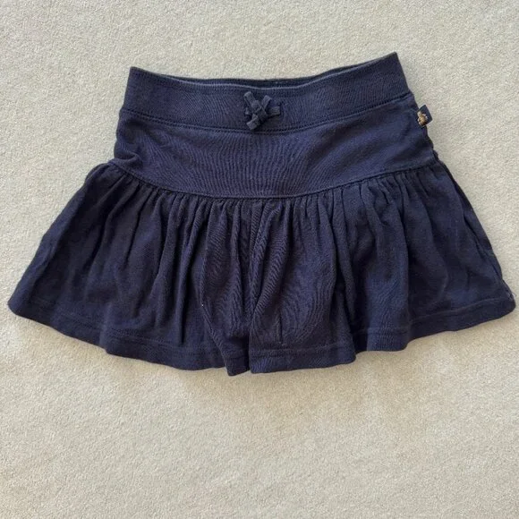 Like New Baby Gap Navy Blue Pull On Ruffle Bottom Skirt Sz 18-24 mos
