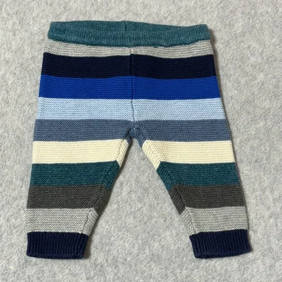 Baby Gap Striped Knit Sweater Pants Infant 0-3 Months Blue Gray Cream Cotton